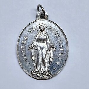 Vintage 800 Silver French Children of Virgin Mary Catholic Medal Pendant
